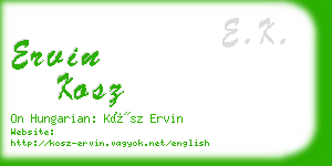 ervin kosz business card